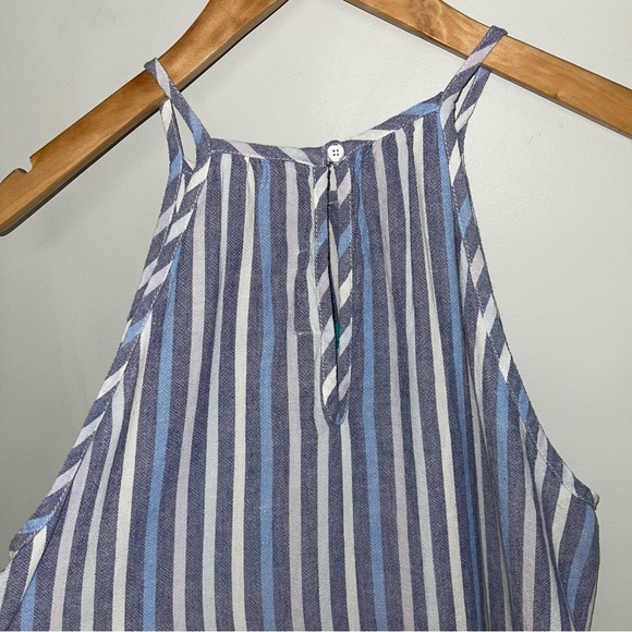 Bella Dahl Kia Halter Top‎  Size Small Blue White Striped Linen Tank Keyhole NWT - Picture 6 of 12